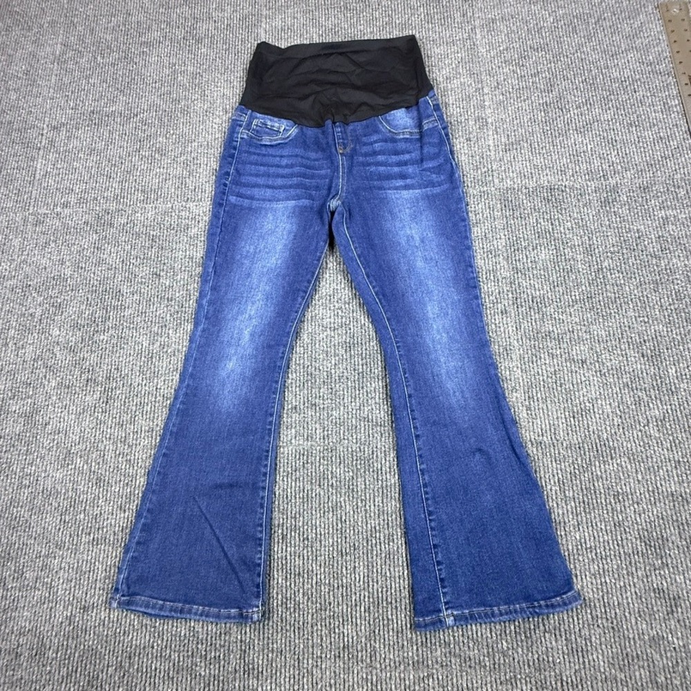 Love SOHO Womens Size L Maternity Flare Jeans Blue Medium Wash DSLM009MAT